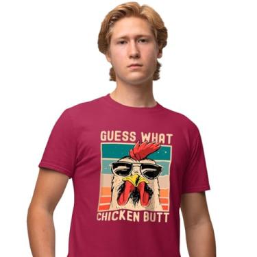 Imagem de Camisa Camiseta Genuine Grit Masculina Estampada Algodão 30.1 Guess What Chicken Butt - P - Bordo