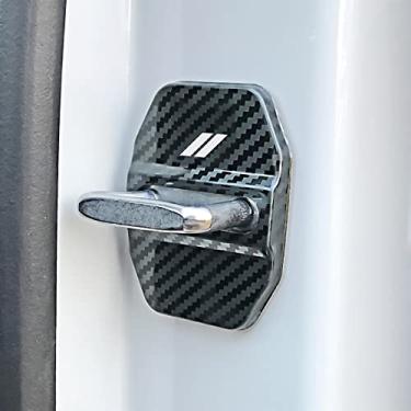 Imagem de XYHGM Guarnição de proteção de tampas de trava de porta para Dodge Charger Challenger Accessories 2015-2022 / Durango 2016-2023 fibra de carbono 4 peças
