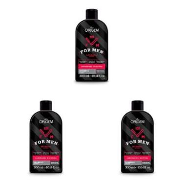 Imagem de Kit com 3 Shampoo Origem Antiqueda For Men Jaborandi e Biotina Tratamento da Raiz 300ml-Masculino