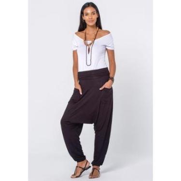 Imagem de Calça Saruel Malha com Bolso na Frente Preta - G - Veste do 44 ao 46-Feminino