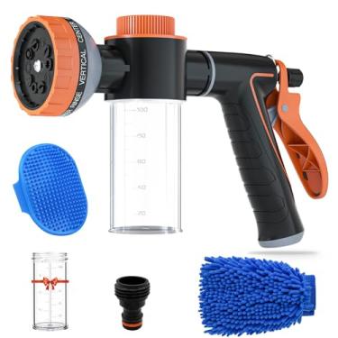 Imagem de AYBBSHOW Pup Jet Dog Wash - 10 acessórios de mangueira de lavagem de cães padrão pulverizador, acessório de chuveiro para cães com esfregão de cachorro para banho de animais de estimação, bocal de