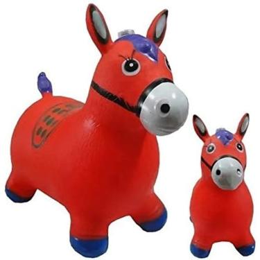 Imagem de Cavalinho Upa Upa Brinquedo Pula Pula Musical Com Luz Borracha Resistente Inflável Vermelho