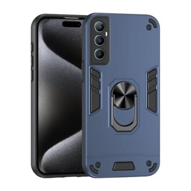 Imagem de Pzwoxukhov Capa compatível com Realme C65 4G, compatível com Realme C65 4G suporte embutido capa de telefone magnética à prova de choque e antiqueda azul