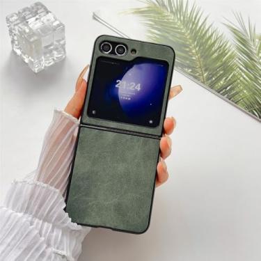 Imagem de Capa de couro de pele para Samsung Galaxy Z Flip Fold ZFlip ZFold 6 5 4 3 2 Capa dobrável fosca, verde, para ZFOLD 2