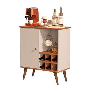 Imagem de Buffet Aparador Balcão Com Adega Sala Jantar Royal 1 Porta (Off White/Nature)