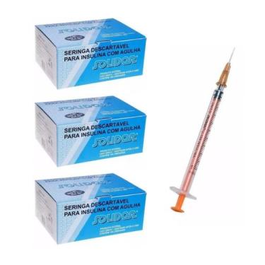 Imagem de Seringa de Insulina 1ml Solidor com agulha 13x0,33mm caixa com 300 Uni