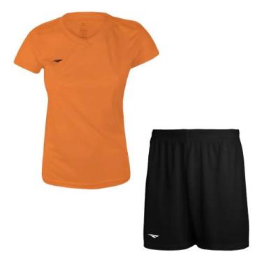 Imagem de Kit Penalty X Camiseta + Calção Feminino, Laranja, Preto, P