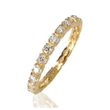Imagem de Anel de ouro 18k aparador meia aliança pedras - Elegancy Joias, 14