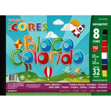 Imagem de Bloco Papel Criativo 8 Cores Colorido 120g Eco Cores - Novarint ( Ride