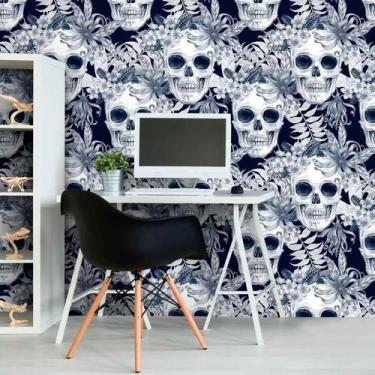 Imagem de Papel De Parede - 0,58 X 3,00M Caveiras Cinza - Leguts Adesivos