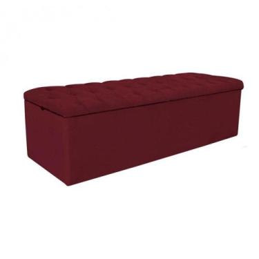 Imagem de Baú Recamier Sapateira Calçadeira Queen Vermelho 158cm Estofada Capito