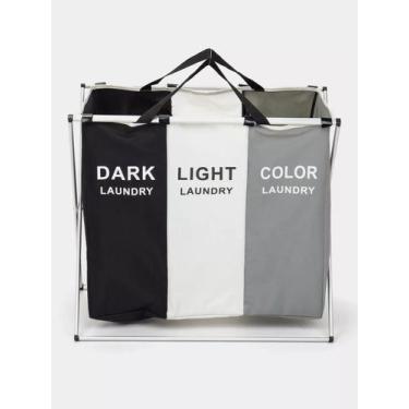 Imagem de Cesto 3 Divisórias Organizador de Roupa Suja Multiuso - CESTO ROUPA DI