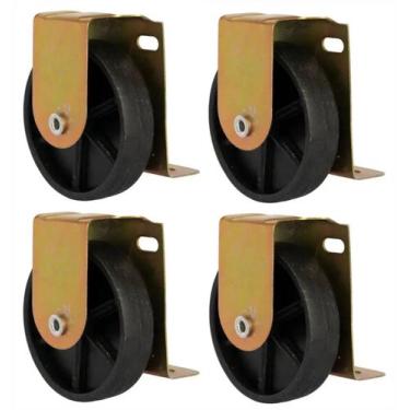 Imagem de Rodizio Placa L Roda Anti Risco P/ Móveis Bicama 4Pcs - P&J