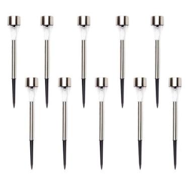 Imagem de Kit 10 Luminárias Luz Solar Inox Led Poste Iluminação Jardim - Ecoforc