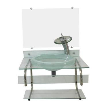 Imagem de Gabinete de vidro para banheiro itxx 60cm inox + torneira ibiza incolo