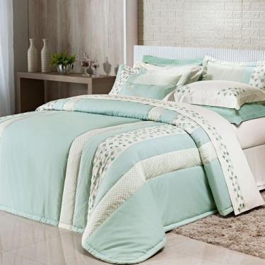 Imagem de Kit Edredom Clara Super King Bordado 4Pçs 100% Algodão Várias Cores - 