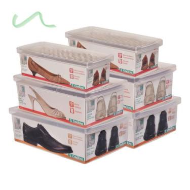Imagem de Kit 6 Caixa De Sapato Transparente Organizar Tamanhos P M G - Ordene