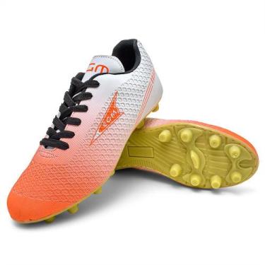 Imagem de Chuteira trava fixa-society-soccer lona soft EGM 557C, Laranja, 42