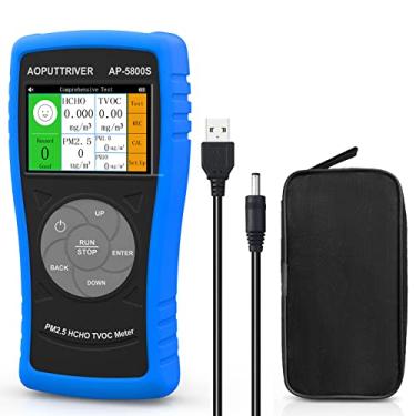 Imagem de AOPUTTRIVER Monitor de qualidade do ar interno 3 em 1, detector de formaldeído AP-5800S, monitor de poluição, detector HCHO, detector interno HCHO/TVOC/PM2.5/PM10, luz de fundo, tela LCD colorida e