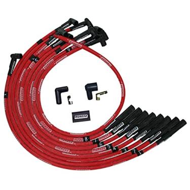 Imagem de Moroso Fios de vela de ignição vermelha com mangas da série Ultra 52540, chevy de bloco grande, roteamento da tampa da válvula, extremidades de plugue reto, distribuidor HEI