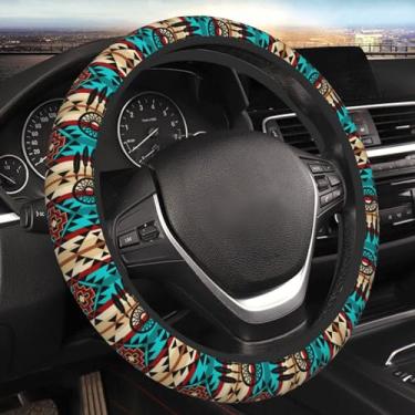 Imagem de Capa de volante feminina nativa americana, neoprene branco, protetor de volante, universal, 38 cm, elástico, confortável, acessórios para carros, decorações, proteção para mulheres, homens, veículos,