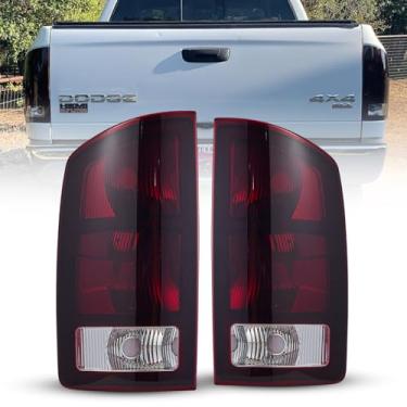 Imagem de TUZILLA Conjunto de luzes traseiras para Dodge Ram 1500, 2500, 3500 2002-2006, luz traseira sem lâmpadas, um par vermelho escuro