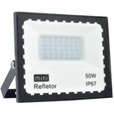 Imagem de Refletor 50W LED SMD Slim Mini Holofote Branco Frio IP67 Bivolt - LED 