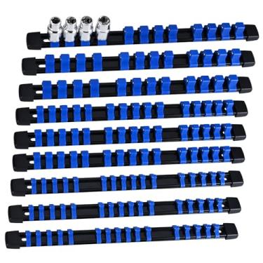 Imagem de EGOFIX Conjunto organizador de soquetes 9 peças, kit de suporte de soquete ABS, 1/10.2 cm x 48 clipes, clipes de 9 mm x 45 cm, organizador de soquete de 1/5.1 cm x 36 clipes, bandeja de soquete de