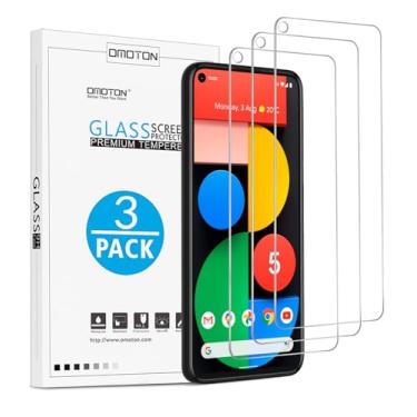 Imagem de Película protetora de tela OMOTON [pacote com 3] para Google Pixel 5 – vidro temperado/moldura de alinhamento/película antiarranhões para Google Pixel 5 (5,8 polegadas)