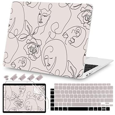 Imagem de Teryeefi para Macbook Air 13 Inch Case 2021 2020 2019 2018 A2337 M1 A2179 A1932, Capa Rígida de Plástico e Capa de Teclado e Protetor de Tela para Mac Air 13.3 Retina com Touch Id, Rosto Abstrato