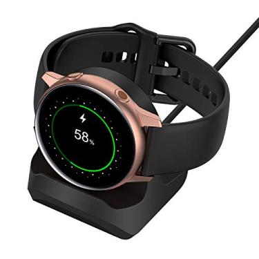 Imagem de Suporte para Samsung Galaxy Watch 4/Watch 4 Classic/Watch 3 41 mm 45 mm/Active 2 40 mm 44 mm, base de carregamento de silicone antiderrapante, suporte de carregador com slot integrado para gerenciamento de cabos [sem cabo de carregador]