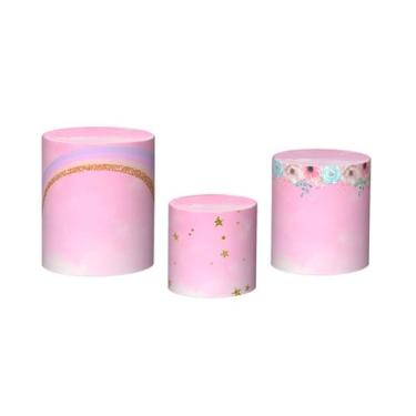Imagem de Trio De Capa Cilindro - Unicórnio Estrelas Douradas Flores 003 - Via C