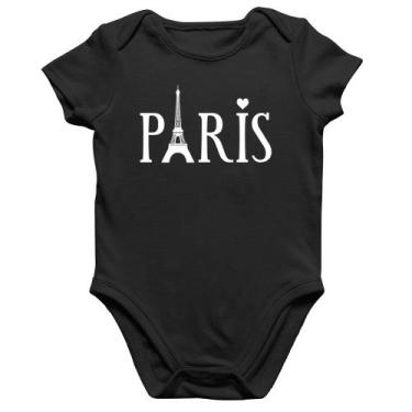 Imagem de Body Bebê Algodão Paris Torre Eiffel - Foca na Moda, Preto, P