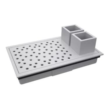 Imagem de Canal Úmido Escorredor Organizador Copos/talher  Embutir17x30 BRANCO -