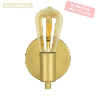 Imagem de Arandela Parede Napoli Dourada Cabeceira Led Filamento ST64 - Kazaprim