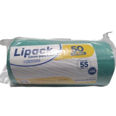 Imagem de Rolo Saco de Lixo Plástico Verde 50 Litros 55 Un Cap. 10kg - Lipack