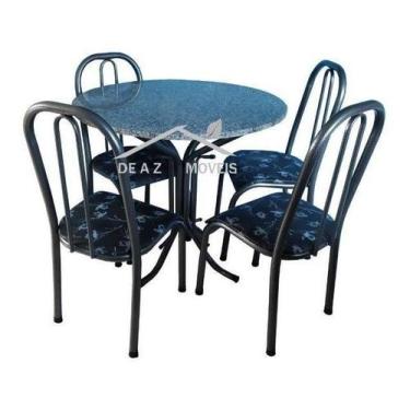 Imagem de Mesa De Jantar C/ 4 Cadeiras Granito Red Granito. Aço Chumbo - Quality