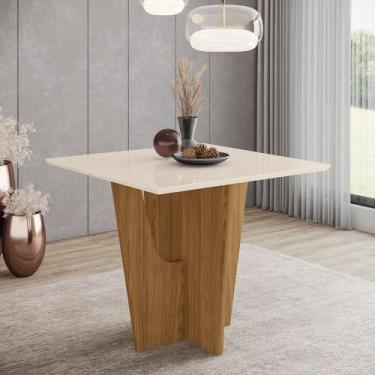 Imagem de Mesa Canto Reto 90 Cm Danielly Henn, Nature com Off White