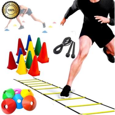 Imagem de Escada+10 Cones + 10 Pratos+Corda Para Treinamento Funcional