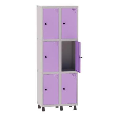 Imagem de Armário Guarda Volume Locker Roupeiro 2 Vãos 6 Portas Aço GRP502/6 Cin