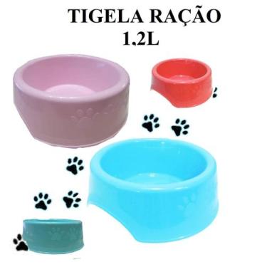Imagem de Tigela Ração e Água Cachorro Gato Comedouro Tigela 1,2L - EMB-UTILIT, 