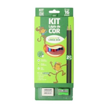 Imagem de Kit Lápis De Cor 12 Cores C/2 Lápis Hb/Borracha/Apontador - Leo & Leo