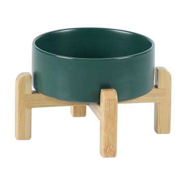 Imagem de Havniva Conjunto de tigelas de cerâmica ajustável para cães e gatos, suporte elevado de 2 alturas, tigela de comida e água para cães de raças de brinquedo, gatos, gatinhos, pratos pesados para cães,