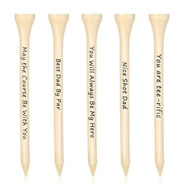 Imagem de Sumind 60 peças presentes de golfe para o dia dos pais, 8,5 cm frases engraçadas camisetas de golfe de madeira com palavras quentes presentes de golfe presentes para pai, avô, avô, Natal,