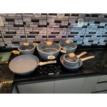 Imagem de jogo de panelas em liga de aluminio com revestimento ceramico anti aderente