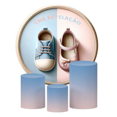 Imagem de Kit 4 Capas Decorativas Para Chá Revelação Sublimado Várias Estampas - Tecido Premium - Para Festas, Eventos e Datas Comemorativas. (Azul Bebê)