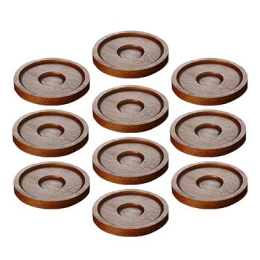 Imagem de WeiLaiKeQi Porta-copos giratórios para bebidas, porta-copos giratórios, resistente ao calor, reutilizável, pires redondos para utensílios de mesa de restaurante, Marrom