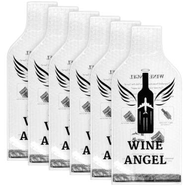 Imagem de Bolsa de viagem reutilizável com protetor de vinho (pacote com 6) - Manga inquebrável para envio de garrafas, à prova de vazamento e dupla camada de vinho, sacos de viagem para bagagem de viagem