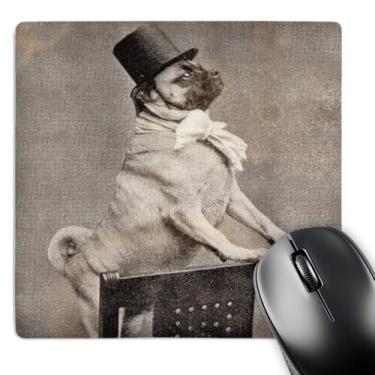 Imagem de 3dRose Mouse pad LLC 20 x 20 x 0,65 cm, Pug em tom superior sépia (mp_6776_1)