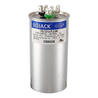 Imagem de BOJACK 75 + 10 Uf ± 6% 75/10 Mfd 370/440 Vac Cbb65 Capacitor Redondo de Partida Dupla para Condensador Reto, Frio Ou Bomba de Calor, Ar Condicionado Ou Motor Ca e Partida de Ventilador